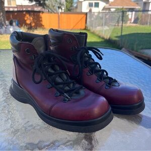 Martino Red Leather Lace Up Hiking Boots